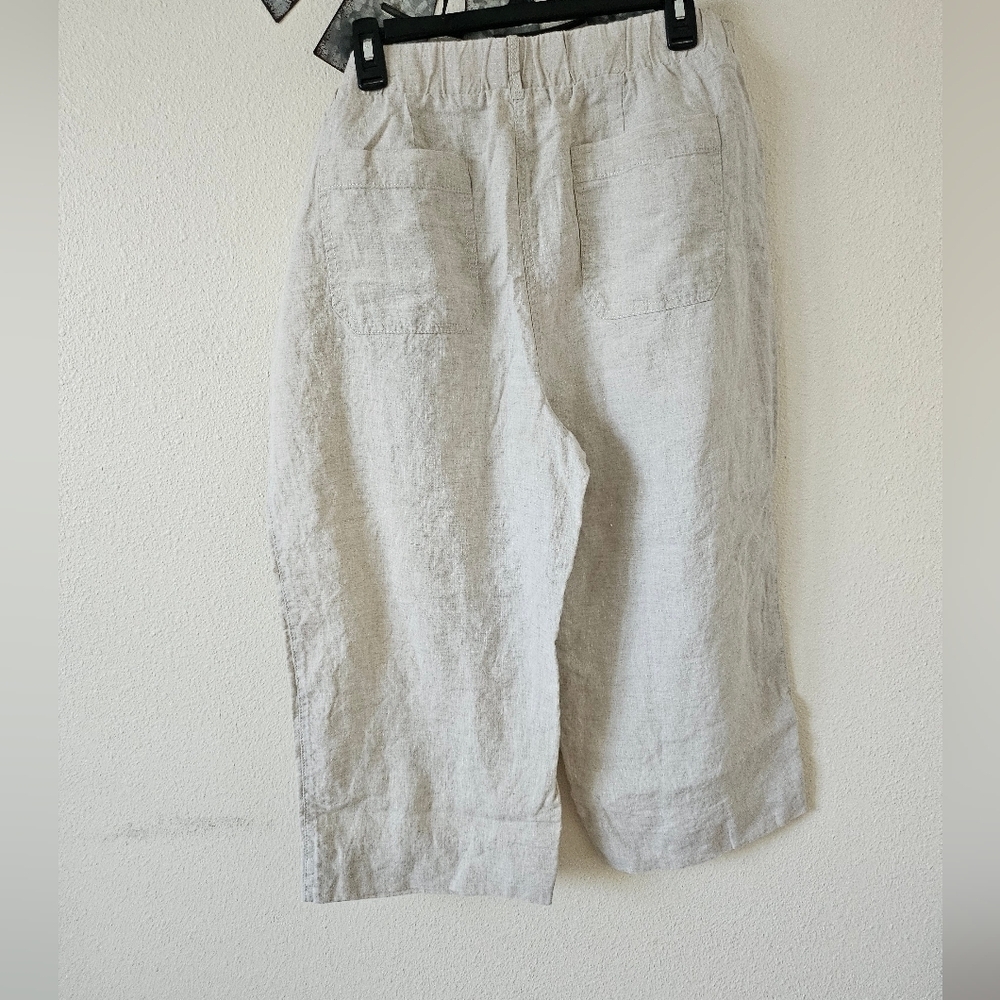 Chico’s 100% Linen Cropped Wide Leg Pants Beige Travel Resort Women’s Size 16. - Picture 5 of 12